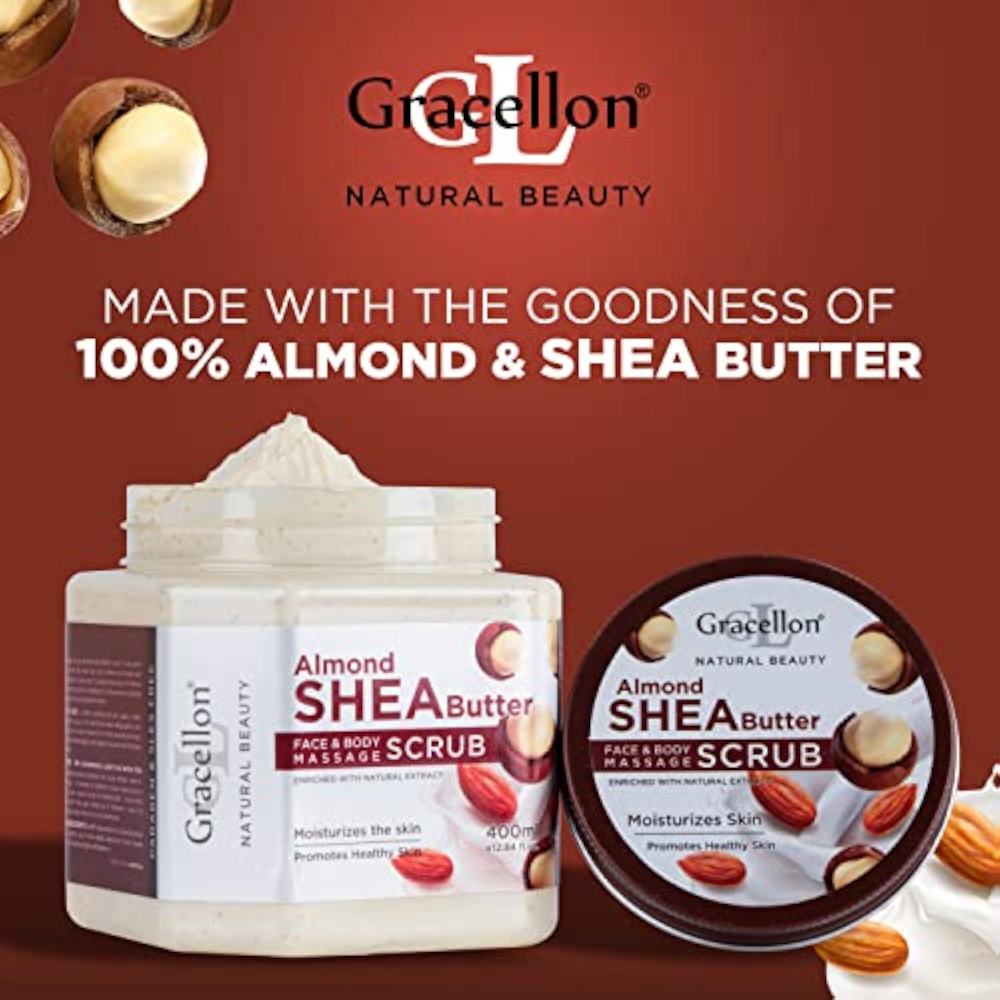 Almond Shea Butter Face & Body Massage Scrub, Moisturizing